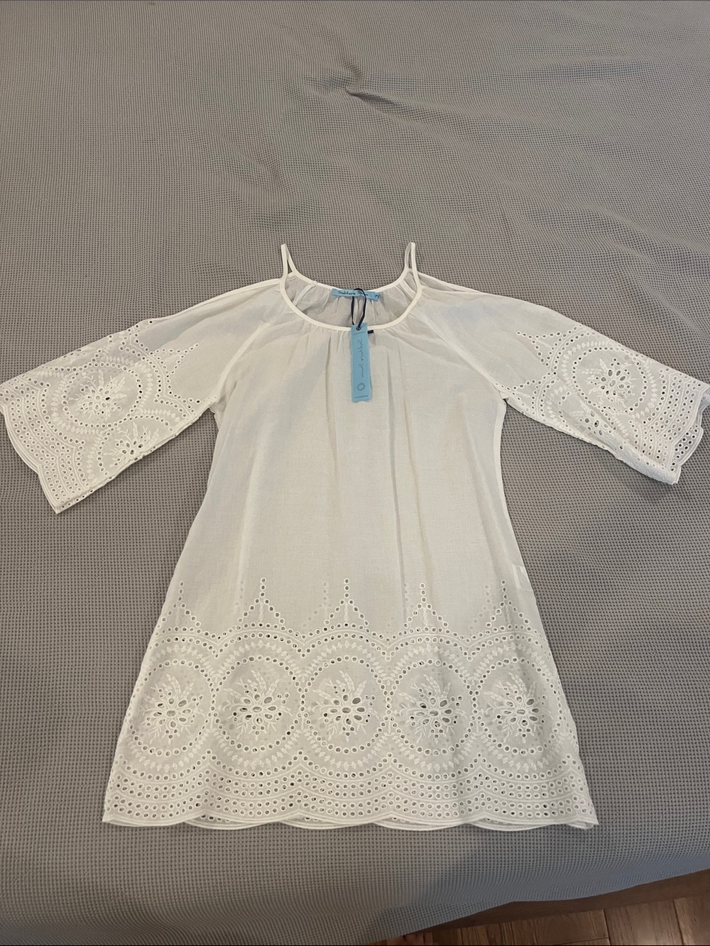 White Eyelet Swim Cover-Up Tunic by Unknown
